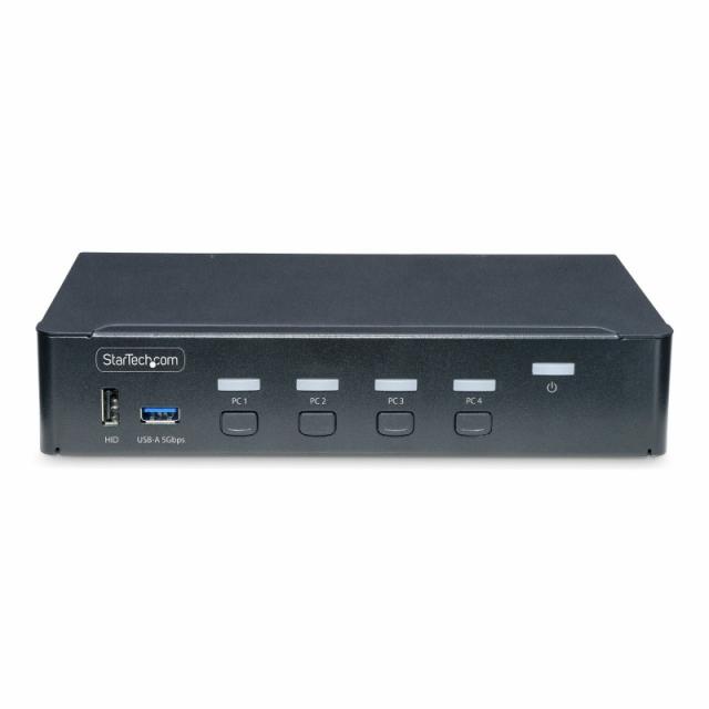 StarTech.com - Switch KVM de 4 Puertos DisplayPort para Un Monitor - 4K 60Hz - Hub Ladrón de 6 Puertos USB - TAA - DisplayPort 1