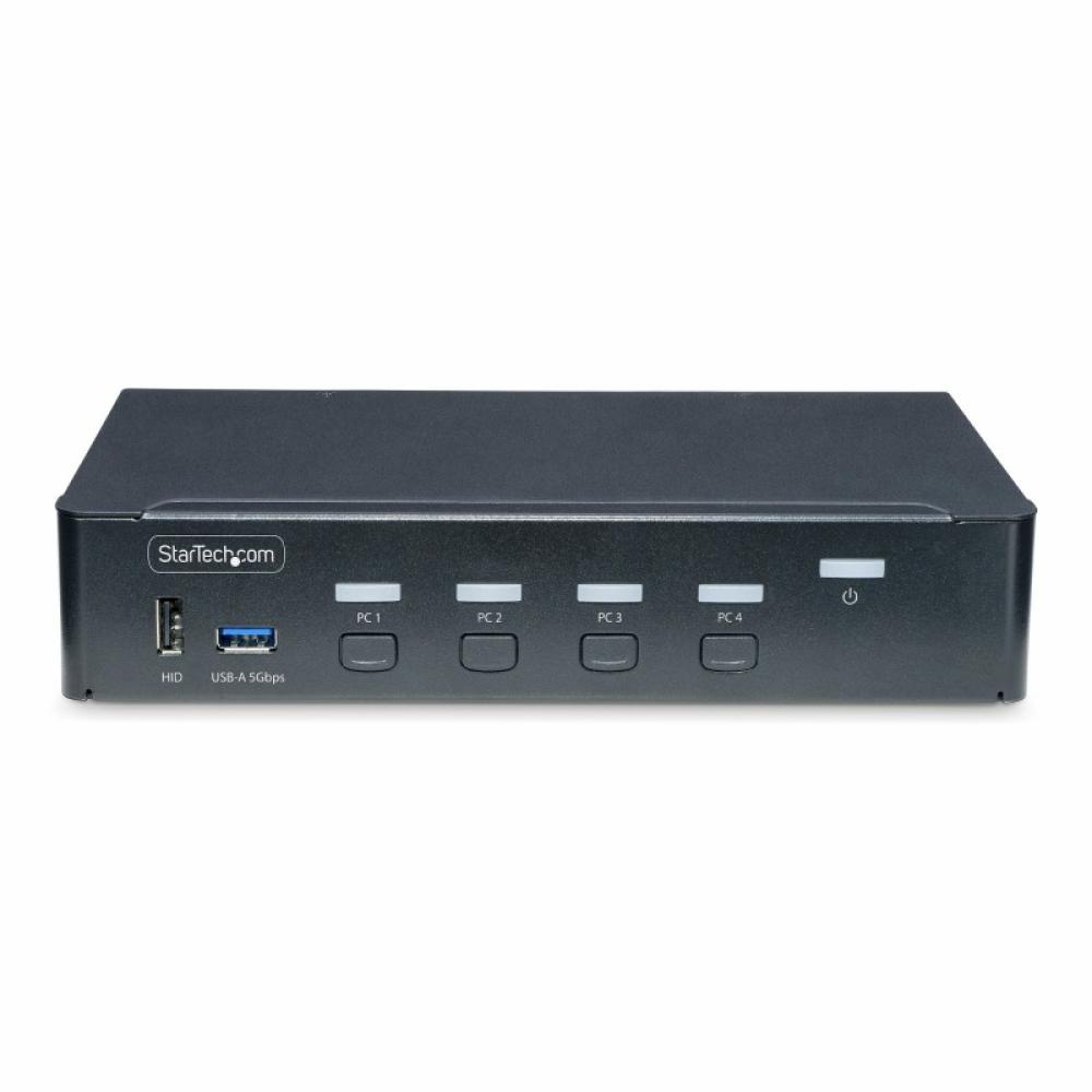 StarTech.com - Switch KVM de 4 Puertos DisplayPort para Un Monitor - 4K 60Hz - Hub Ladrón de 6 Puertos USB - TAA - DisplayPort 1