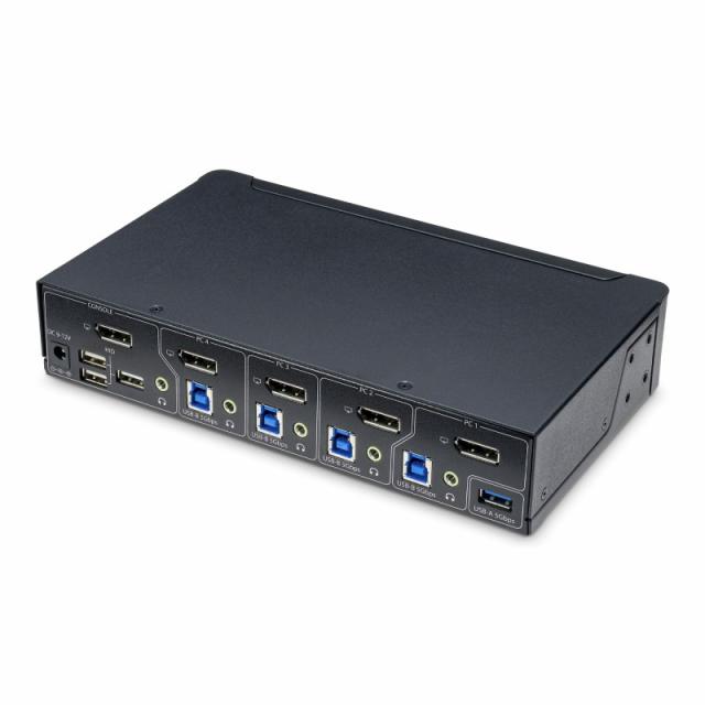 StarTech.com - Switch KVM de 4 Puertos DisplayPort para Un Monitor - 4K 60Hz - Hub Ladrón de 6 Puertos USB - TAA - DisplayPort 1