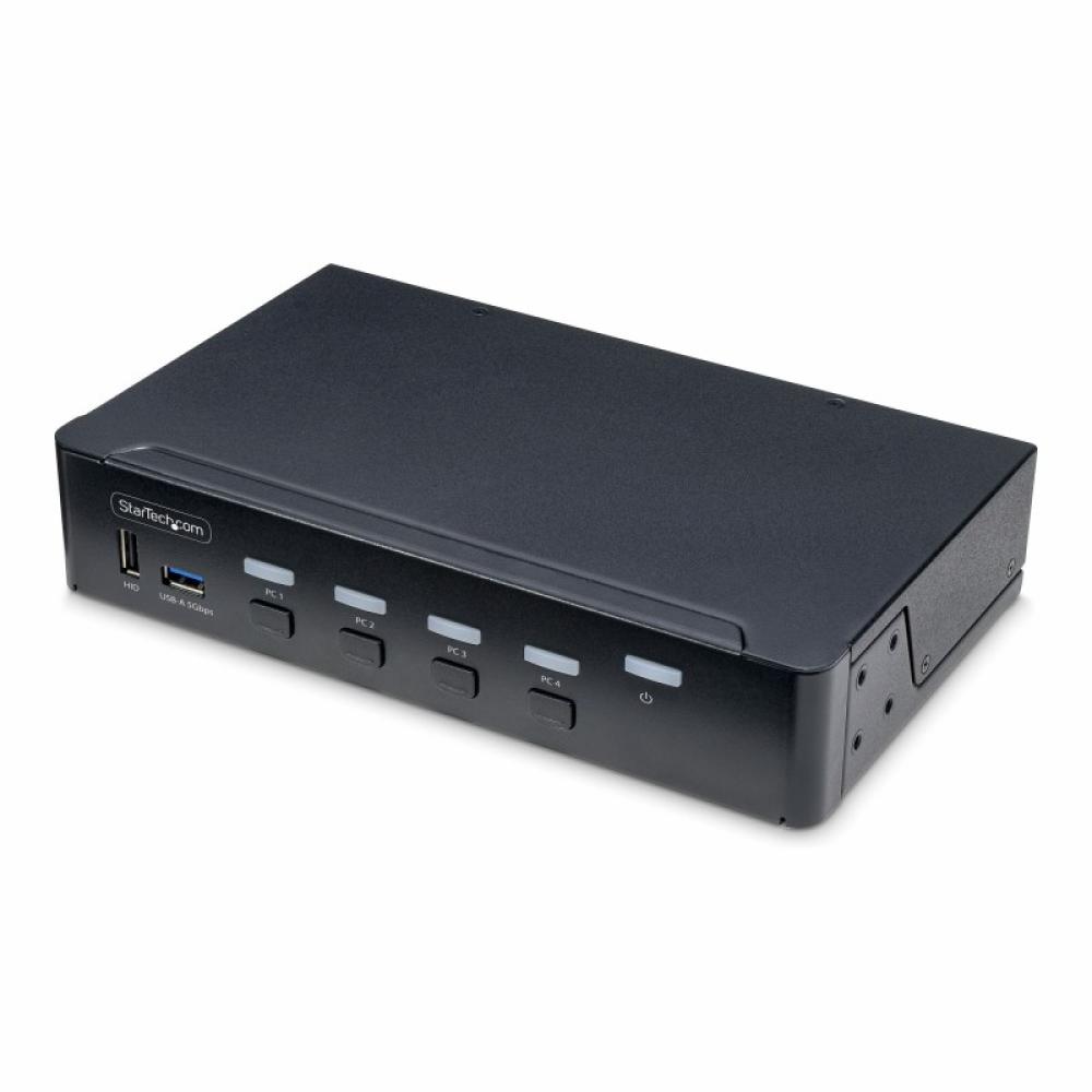 StarTech.com - Switch KVM de 4 Puertos DisplayPort para Un Monitor - 4K 60Hz - Hub Ladrón de 6 Puertos USB - TAA - DisplayPort 1