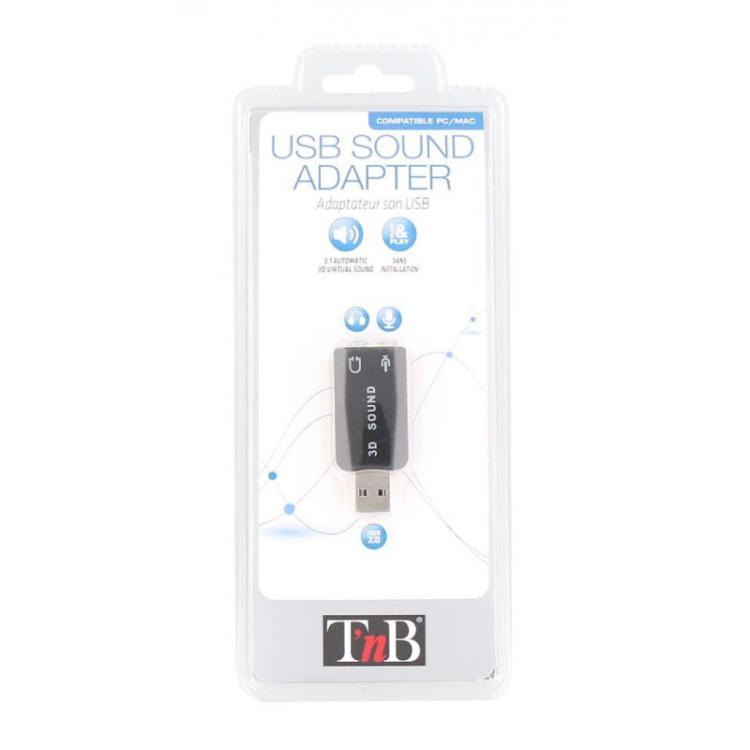 T''nB - ADAUSB51 cambiador de género para cable USB-A 2 x 3.5mm Negro