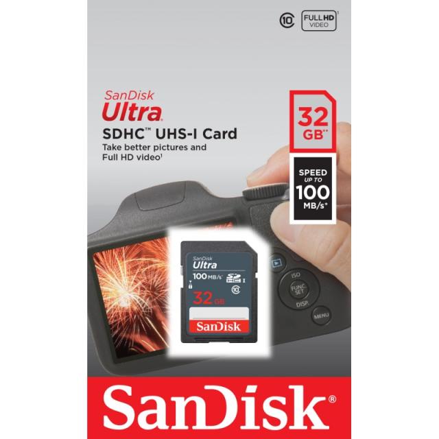 SanDisk - Ultra 32GB SDHC Mem Card 100MB/s UHS-I Clase 10