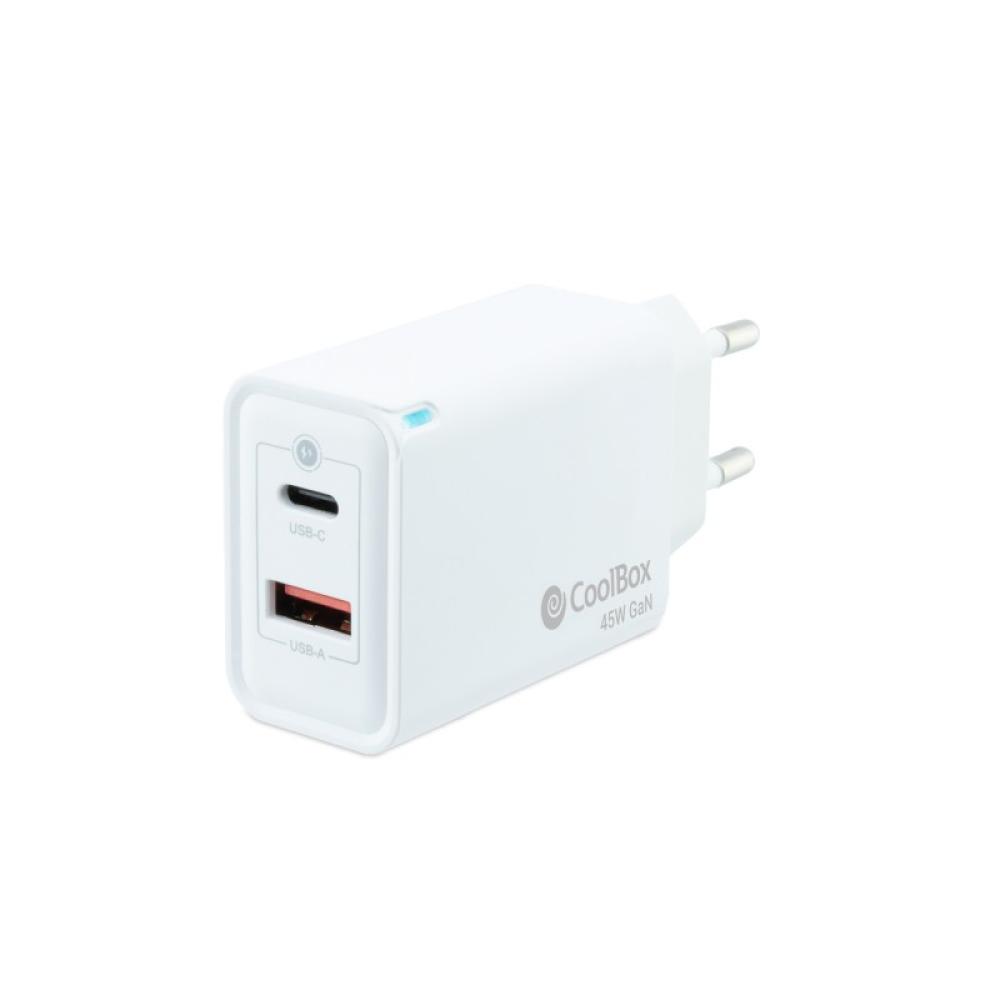 CoolBox - CARGADOR GAN 45W USB-C/USB-A PARED