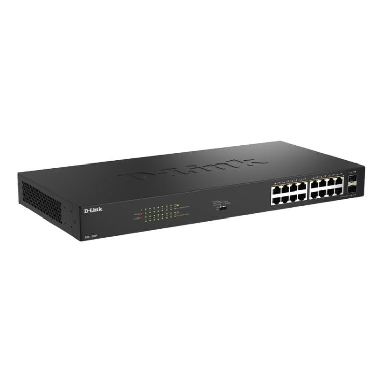 D-Link - DGS-1018P No administrado Gigabit Ethernet (10/100/1000) Energía sobre Ethernet (PoE) Negro