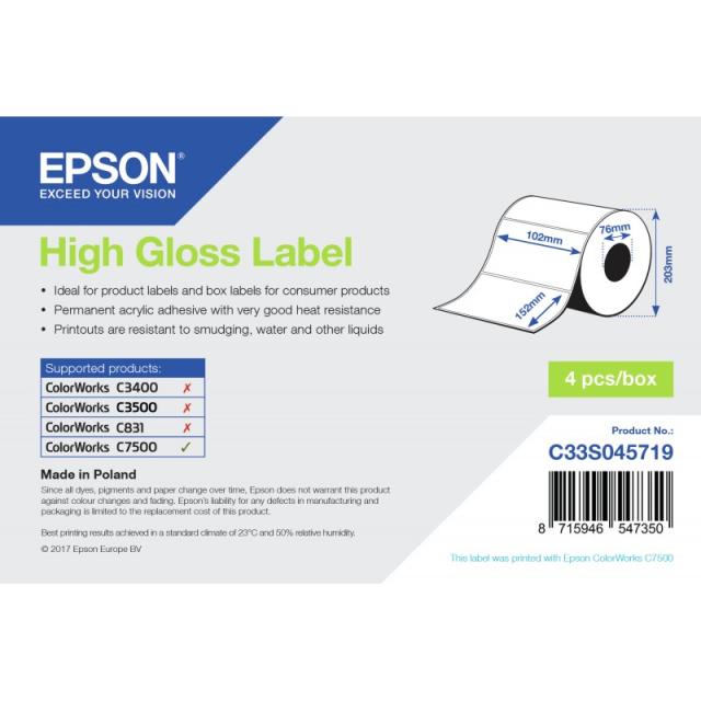 Epson - High Gloss Label - Die-cut Roll: 102mm x 152mm, 800 labels