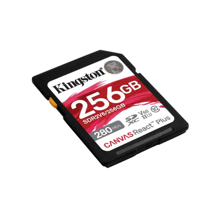 Kingston Technology - 256GB Canvas React Plus SDXC UHS-II 280R/150W U3 V60 for Full HD/4K