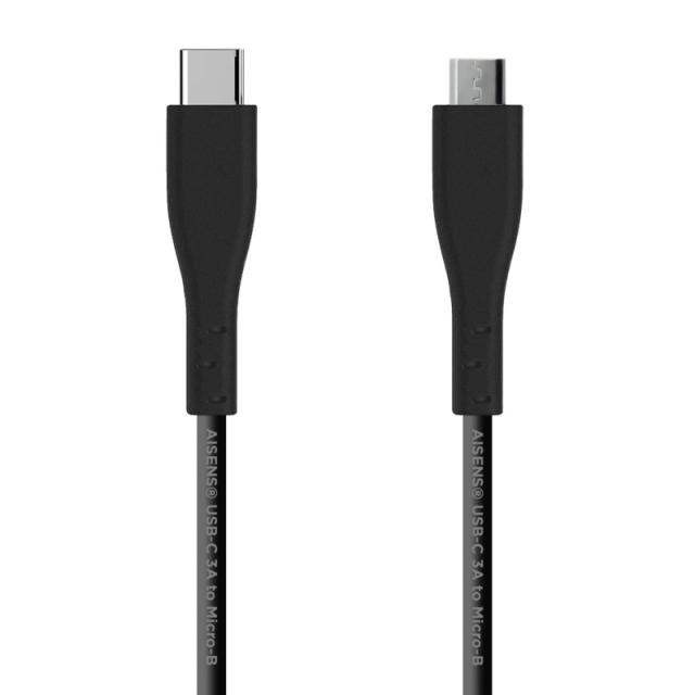 AISENS - Cable USB 2.0 3A, tipo USB C/M - micro B/M, Negro, 2.0 m