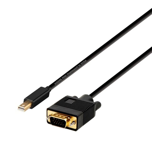 AISENS - Cable conversor Mini DP A VGA, Mini DP/M - VGA/M, Negro, 2.0m