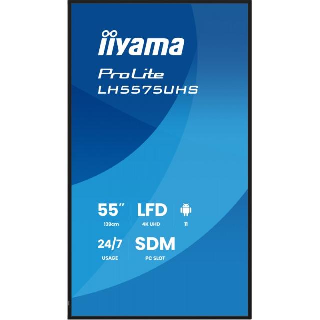 iiyama - LH5575UHS-B2AG pantalla de señalización Pantalla plana para señalización digital 138,7 cm (54.6") LCD Wifi 500 cd / m²