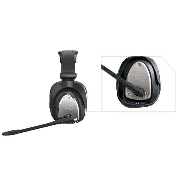 KeepOut - HXAIR auricular y casco Auriculares Inalámbrico Diadema Juego Negro, Plata