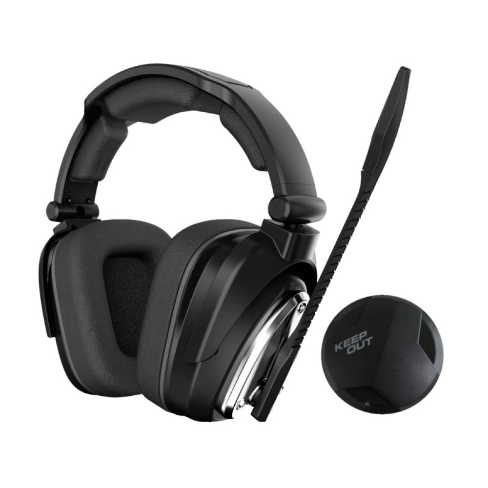 KeepOut - HXAIR auricular y casco Auriculares Inalámbrico Diadema Juego Negro, Plata