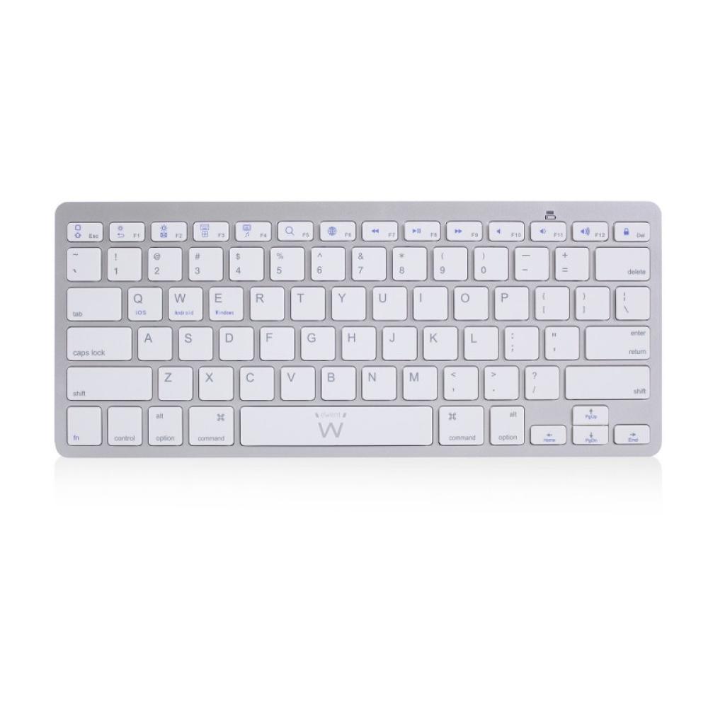Ewent - EW3161 teclado Oficina Bluetooth QWERTY Español Plata, Blanco