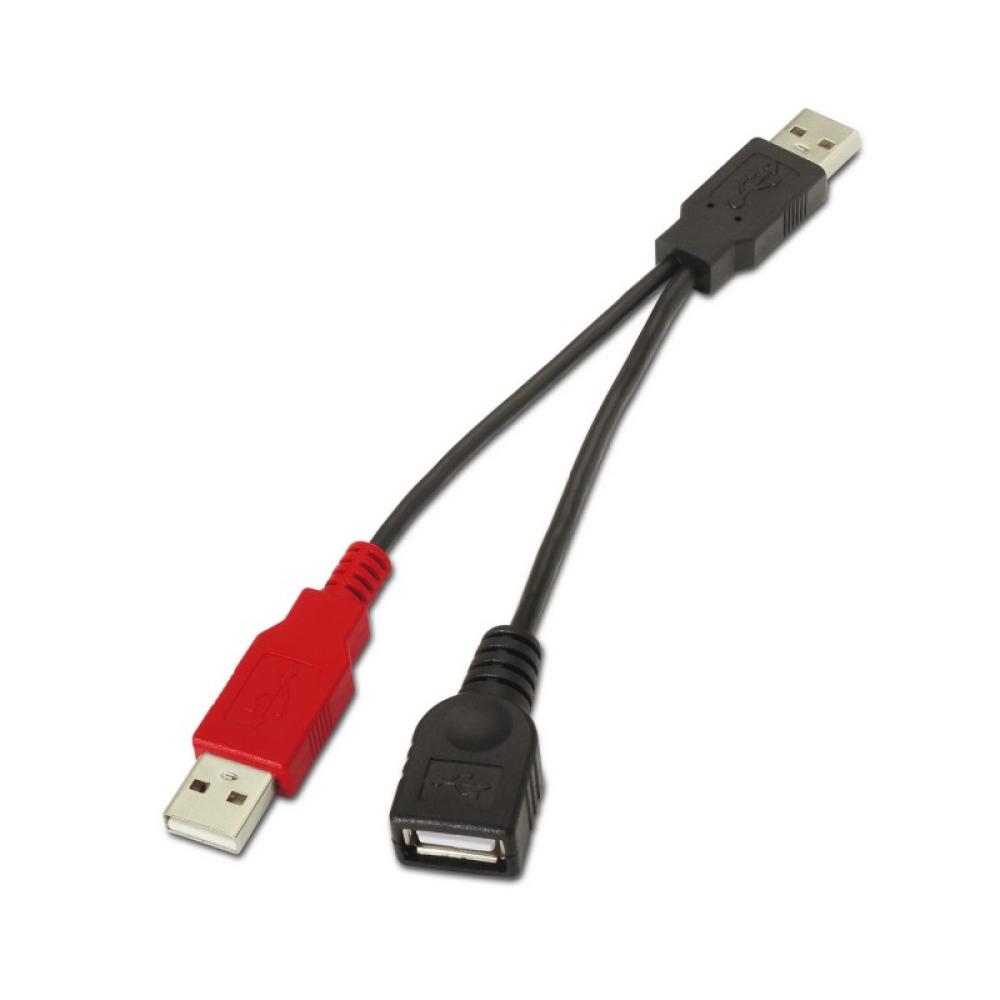 AISENS - A101-0030 cable USB USB 2.0 0,15 m 2 x USB A USB A Negro, Rojo