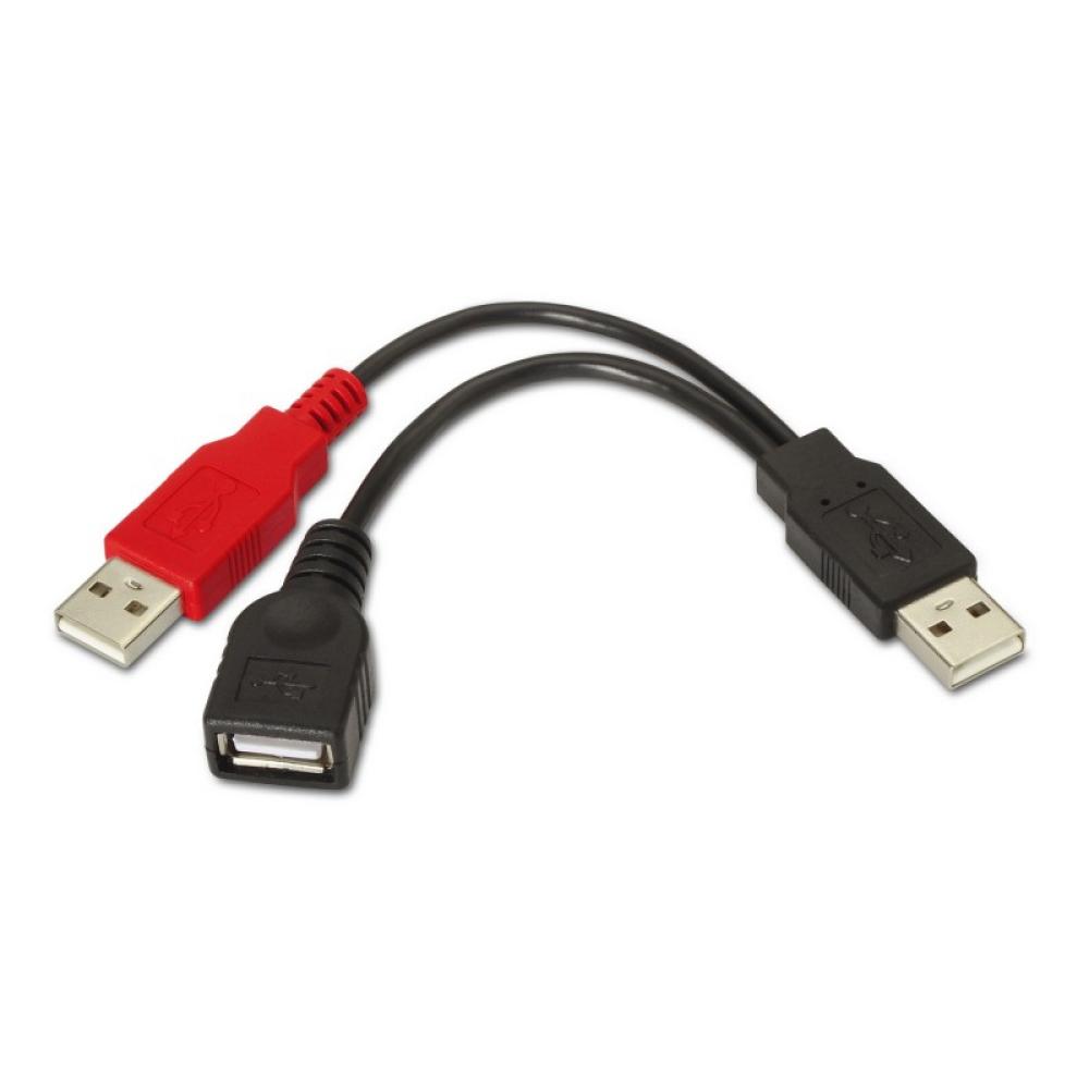 AISENS - A101-0030 cable USB USB 2.0 0,15 m 2 x USB A USB A Negro, Rojo