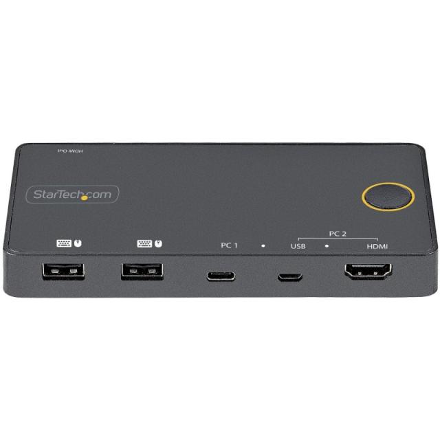 StarTech.com - Switch Conmutador de 2 Puertos Híbrido USB-A HDMI y USB-C para 1 Monitor HDMI 2.0 4K de 60Hz para Ordenador de So