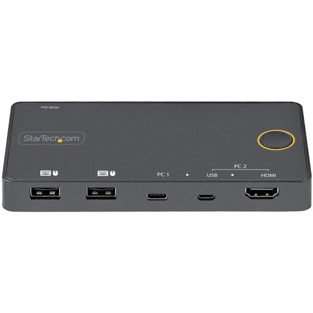 StarTech.com - Switch Conmutador de 2 Puertos Híbrido USB-A HDMI y USB-C para 1 Monitor HDMI 2.0 4K de 60Hz para Ordenador de So
