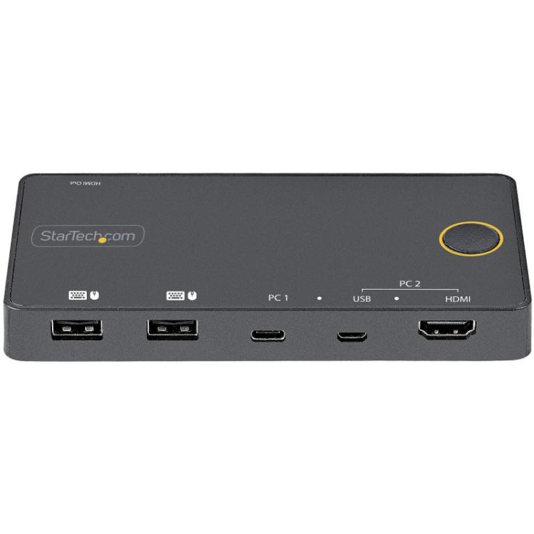 StarTech.com - Switch Conmutador de 2 Puertos Híbrido USB-A HDMI y USB-C para 1 Monitor HDMI 2.0 4K de 60Hz para Ordenador de So