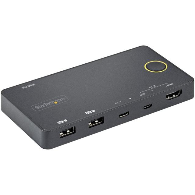 StarTech.com - Switch Conmutador de 2 Puertos Híbrido USB-A HDMI y USB-C para 1 Monitor HDMI 2.0 4K de 60Hz para Ordenador de So