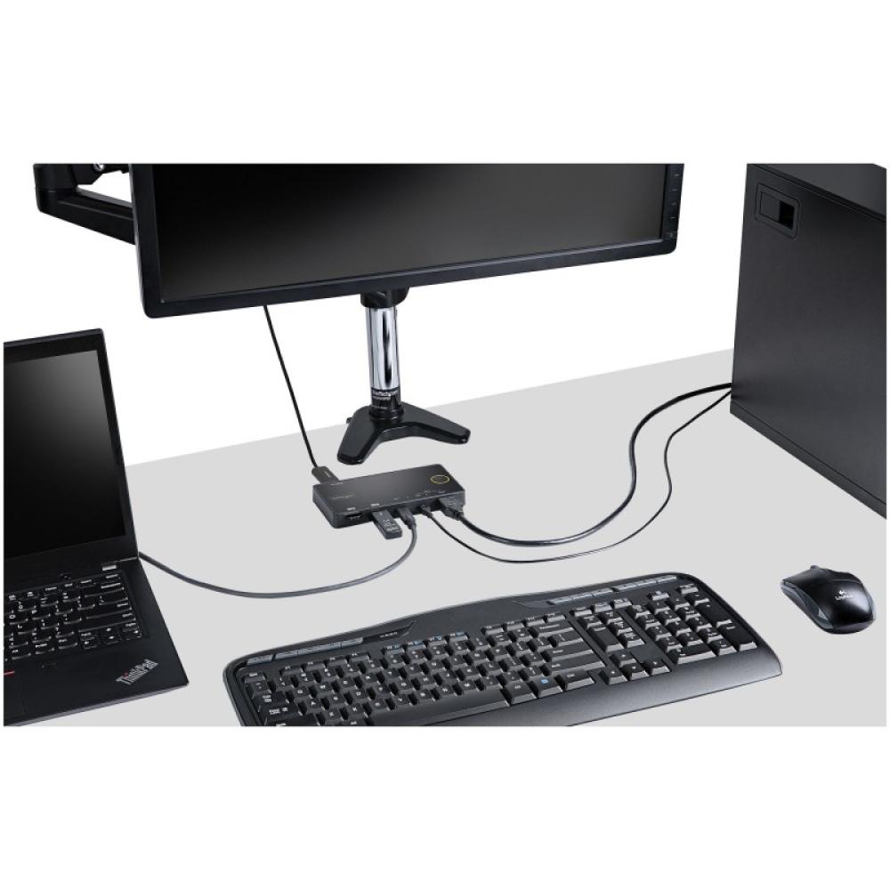 StarTech.com - Switch Conmutador de 2 Puertos Híbrido USB-A HDMI y USB-C para 1 Monitor HDMI 2.0 4K de 60Hz para Ordenador de So