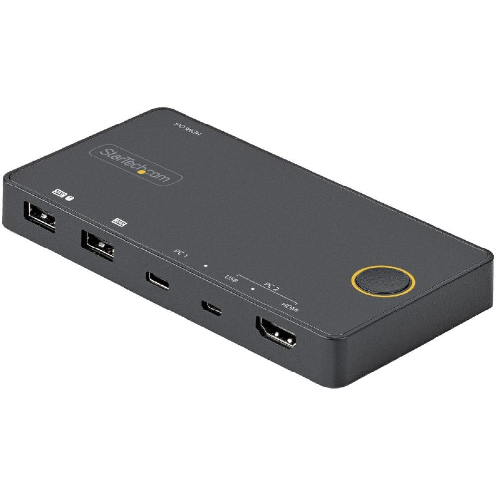 StarTech.com - Switch Conmutador de 2 Puertos Híbrido USB-A HDMI y USB-C para 1 Monitor HDMI 2.0 4K de 60Hz para Ordenador de So