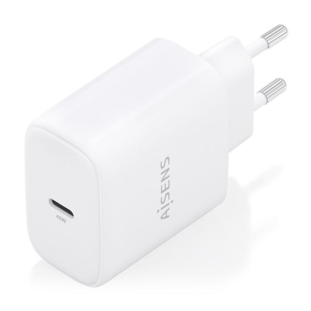 AISENS - Cargador GaN 45W, 1xUSB-C PD3.0, Blanco