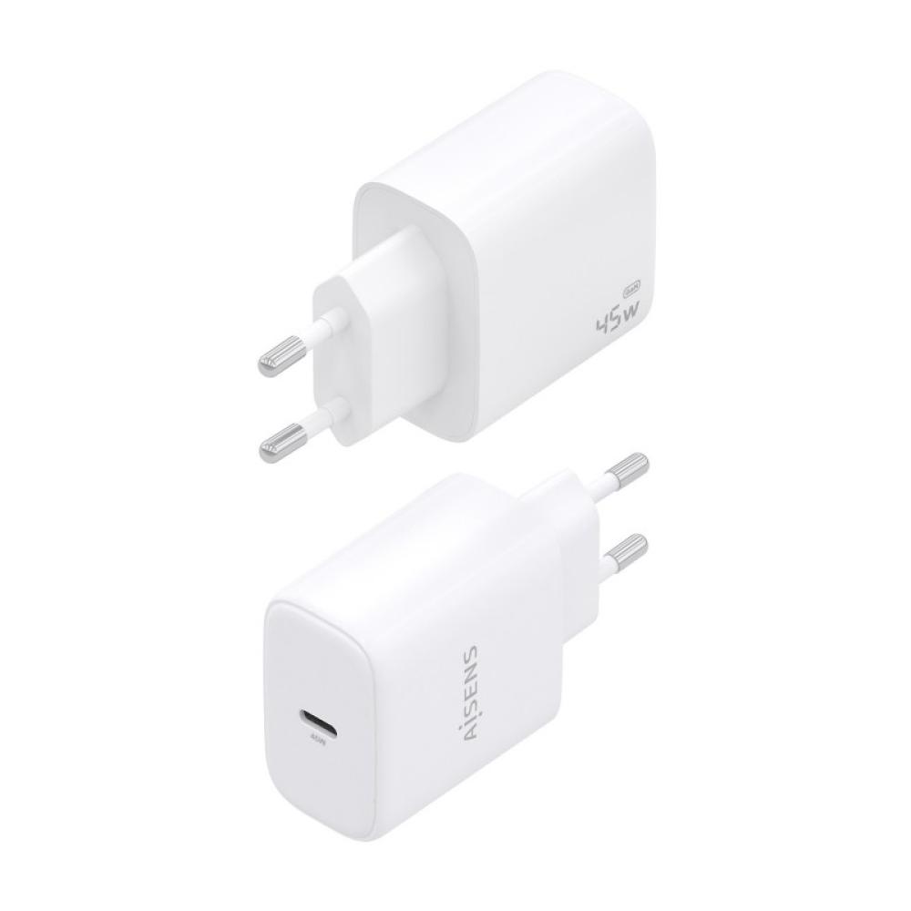 AISENS - Cargador GaN 45W, 1xUSB-C PD3.0, Blanco