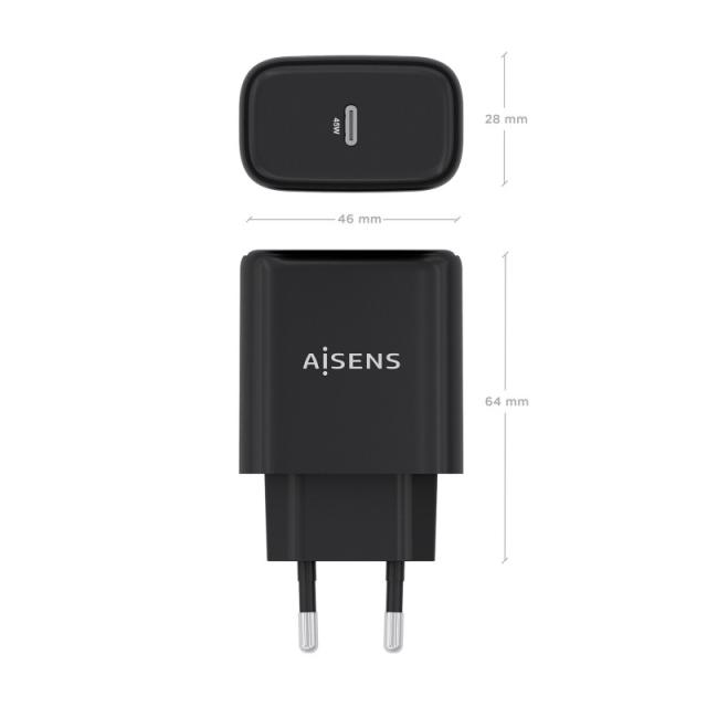 AISENS - Cargador GaN 45W, 1xUSB-C PD3.0, Negro