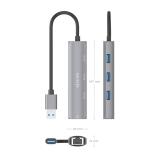 AISENS - USB3.0 Dock USB-A A Ethernet Gigabit + Hub 3xUSB-A, Gris, 15cm