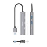 AISENS - USB3.0 Dock USB-A A Ethernet Gigabit + Hub 1xUSB-C+2xUSB-A, Gris, 15cm