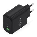 AISENS - Cargador GaN 45W, 1xUSB-C PD3.0 QC4.0, 1xUSB-A QC3.0, Negro