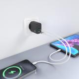 AISENS - Cargador GaN 45W, 1xUSB-C PD3.0 QC4.0, 1xUSB-A QC3.0, Negro