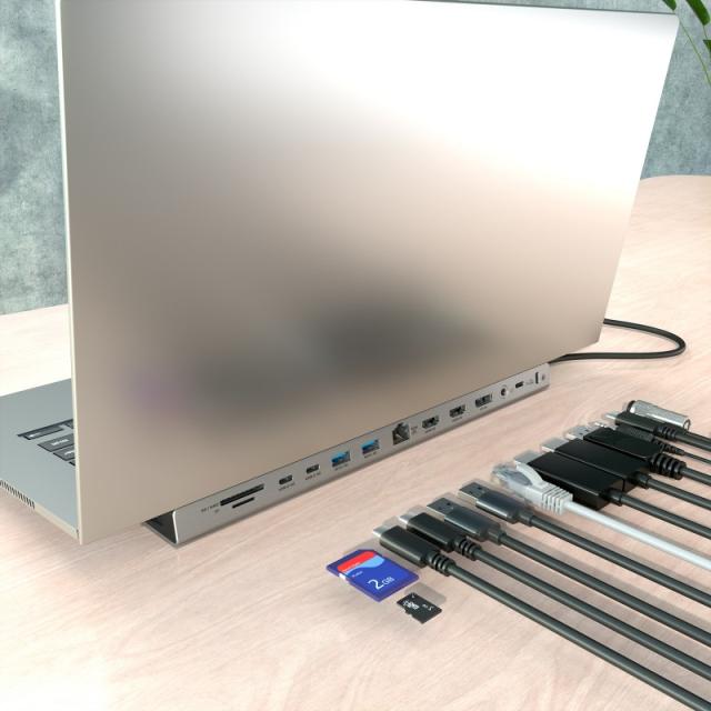 AISENS - USB-C Dock 13 en 1, USB-C A 2xHDMI, 1xDisplayPort, 1xRJ45, 3xUSB-A, 2xUSB-C, 1xUSB-C PD, 1xSD, 1xMicro SD, 1xAudio, 1xR