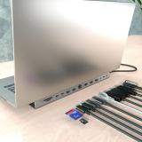AISENS - USB-C Dock 13 en 1, USB-C A 2xHDMI, 1xDisplayPort, 1xRJ45, 3xUSB-A, 2xUSB-C, 1xUSB-C PD, 1xSD, 1xMicro SD, 1xAudio, 1xR