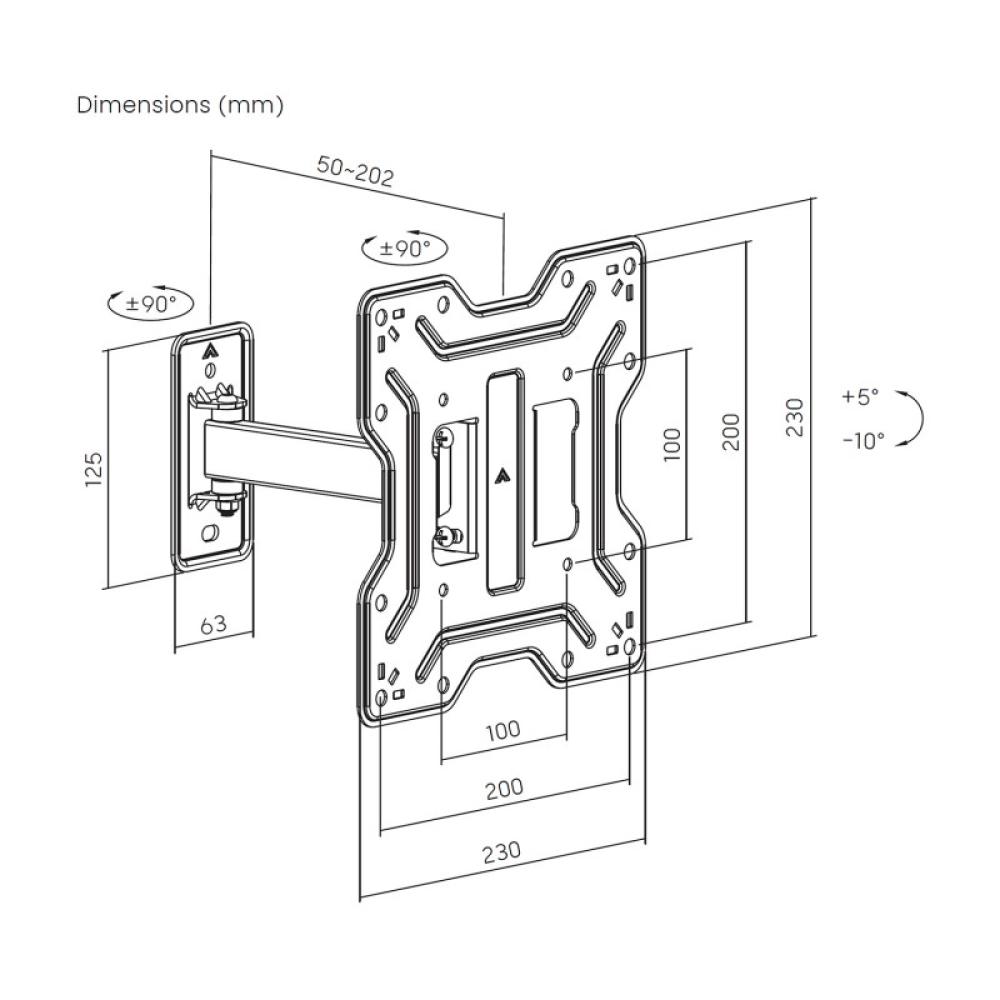 AISENS - Soporte Eco Giratorio, Inclinable Para Monitor/TV 30kg (2 Pivotes) De 23"-43", Negro