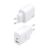 AISENS - Cargador GaN 45W, 1xUSB-C PD3.0 QC4.0, 1xUSB-A QC3.0, Blanco