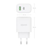 AISENS - Cargador GaN 45W, 1xUSB-C PD3.0 QC4.0, 1xUSB-A QC3.0, Blanco