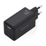 AISENS - Cargador GaN 65W, 2xUSB-C PD3.0 QC4.0, 1xUSB-A QC3.0, Negro - ASCH-65W3P073-BK