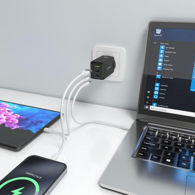 AISENS - Cargador GaN 65W, 2xUSB-C PD3.0 QC4.0, 1xUSB-A QC3.0, Negro - ASCH-65W3P073-BK