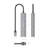 AISENS - Dock USB-C A Ethernet Gigabit + Hub 3xUSB-C, Gris, 15cm