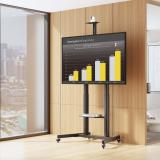 AISENS - Soporte De Suelo Eco Con Ruedas Y Manivela, Bandeja Para DVD Y Soporte De Camara Para Monitor/TV 120kg De 60"-100", Neg