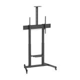 AISENS - Soporte De Suelo Eco Con Ruedas Y Manivela, Bandeja Para DVD Y Soporte De Camara Para Monitor/TV 120kg De 60"-100", Neg
