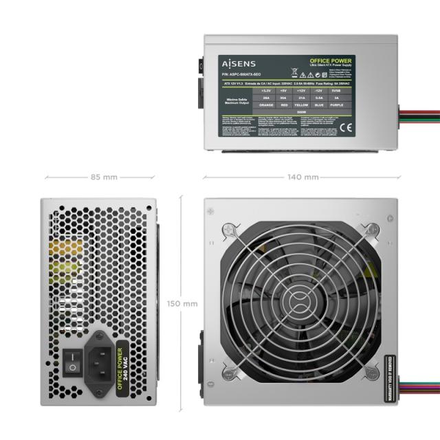 AISENS - Fuente Alimentacion ATX 500W OEM, Plata
