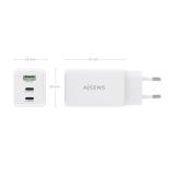 AISENS - Cargador GaN 65W, 2xUSB-C PD3.0 QC4.0, 1xUSB-A QC3.0, Blanco - ASCH-65W3P072-W
