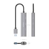 AISENS - USB3.0 Dock USB-A A Ethernet Gigabit + Hub 3xUSB-C, Gris, 15cm