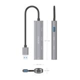 AISENS - USB3.0 Dock USB-A A Ethernet Gigabit + Hub 2xUSB-C+1xUSB-A, Gris, 15cm