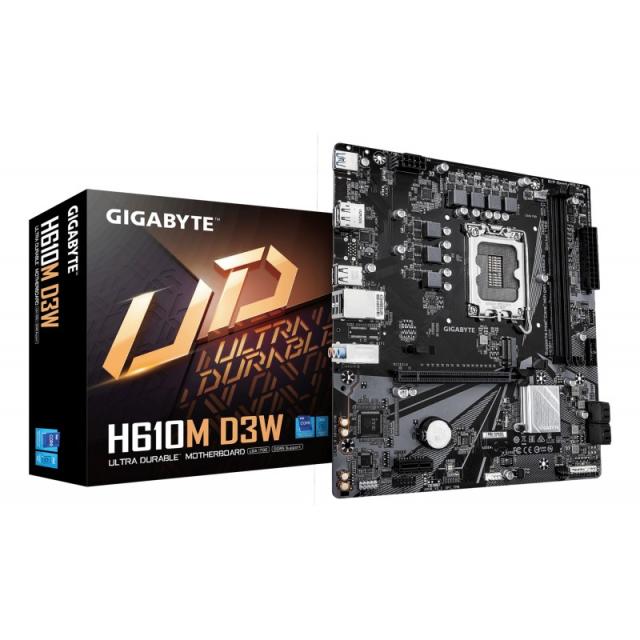 GIGABYTE - H610M D3W Placa Base - Compatible con procesadores Intel Core de 14ª generación, VRM de 5+1+1 fases, hasta 5600MHz DD