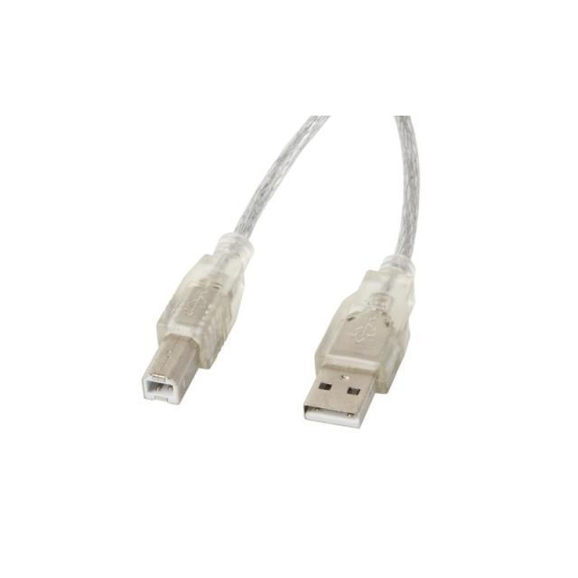 Lanberg - CA-USBA-12CC-0018-TR cable USB USB 2.0 1,8 m USB B Transparente