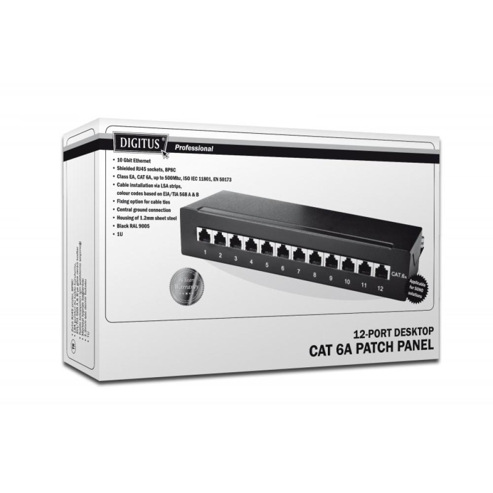 Digitus - Panel de conexión CAT 6A de sobremesa, clase EA, apantallado, negro