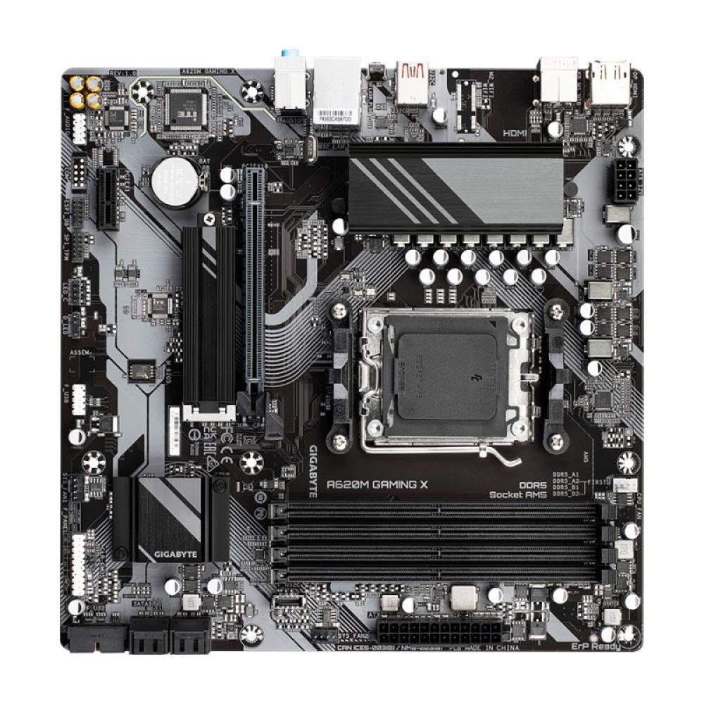 GIGABYTE - A620M GAMING X Placa base - Soporta CPUs AMD Ryzen 8000, VRM digital de 8+2+1 fases, hasta 8000MHz DDR5 (OC), 1xPCIe