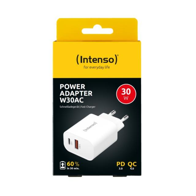 Intenso - POWER ADAPTER USB-A/USB-C/7803012 Universal Blanco Corriente alterna Carga rápida Interior